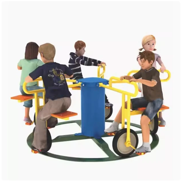 Equipo de juegos para niños Merry-Go-Round al aire libre, carrusel de Metal, bicicletas para el hogar, escuela o centro comercial, parques de diversión