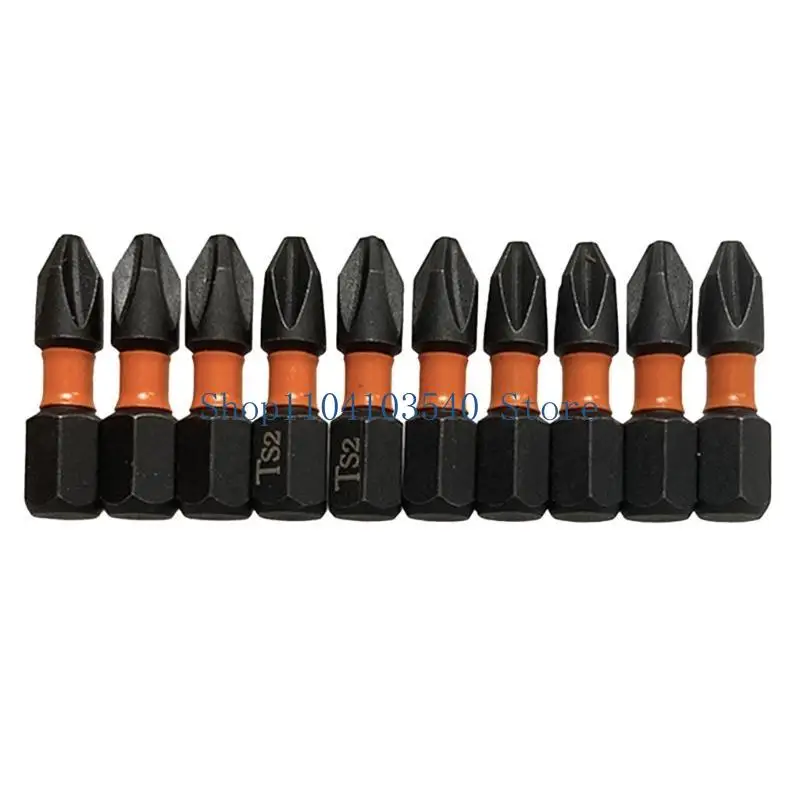 02DC 10 個クロスヘッドドライバービットセット電気技師用 1/4 インチ六角シャンク磁気クロスドライバードリルビット