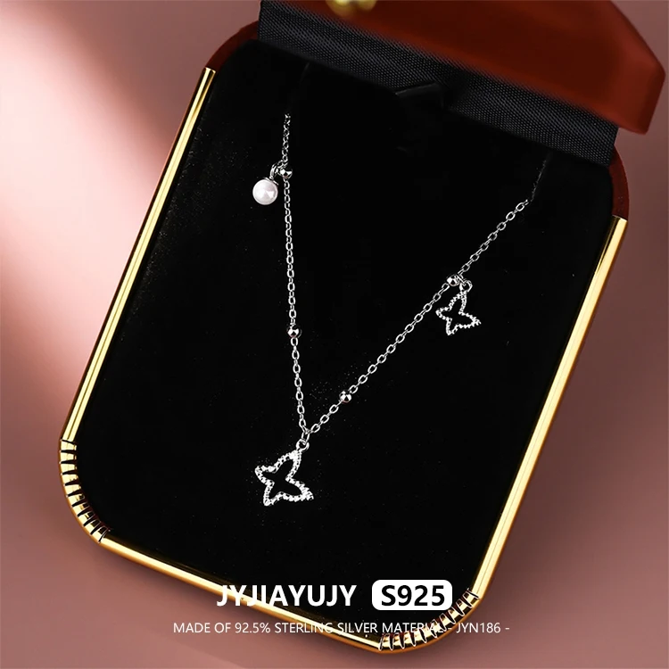 

JYJIAYUJY 100% Whole Original Sterling Silver S925 Pendant Necklace In Stock Butterfly Pearl Fashion Jewelry Gift Daily JYN186