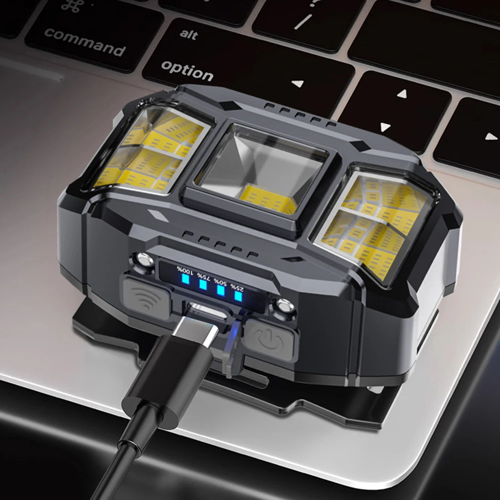 

COB светодиодный мощный фонарь с зарядкой через USB, индукционный налобный фонарь, мощный налобный фонарь для ночной рыбалки на открытом воздухе