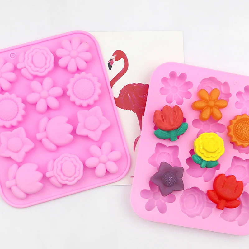 

Cake Mousse Mold Rose Flower Chrysanthemum Silicone Baking Pan Ice Cube Tray Chocolate Candy Jelly Ice Cube Muffin Handmade Soap