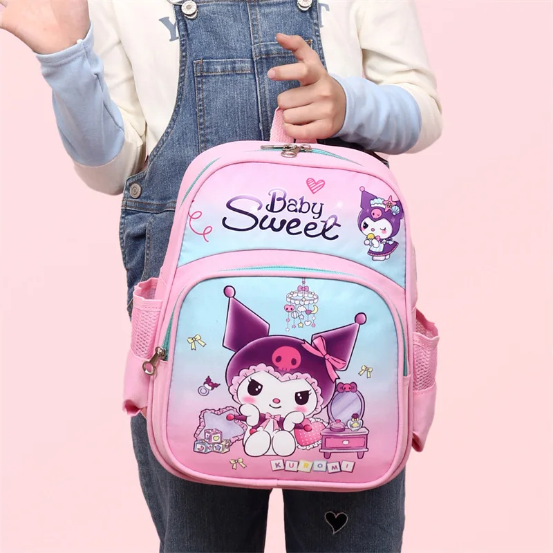 Sanrio Kulomie's new cartoon printed children's small schoolbag cute girls lightweight breathable Oxford cloth backpack.