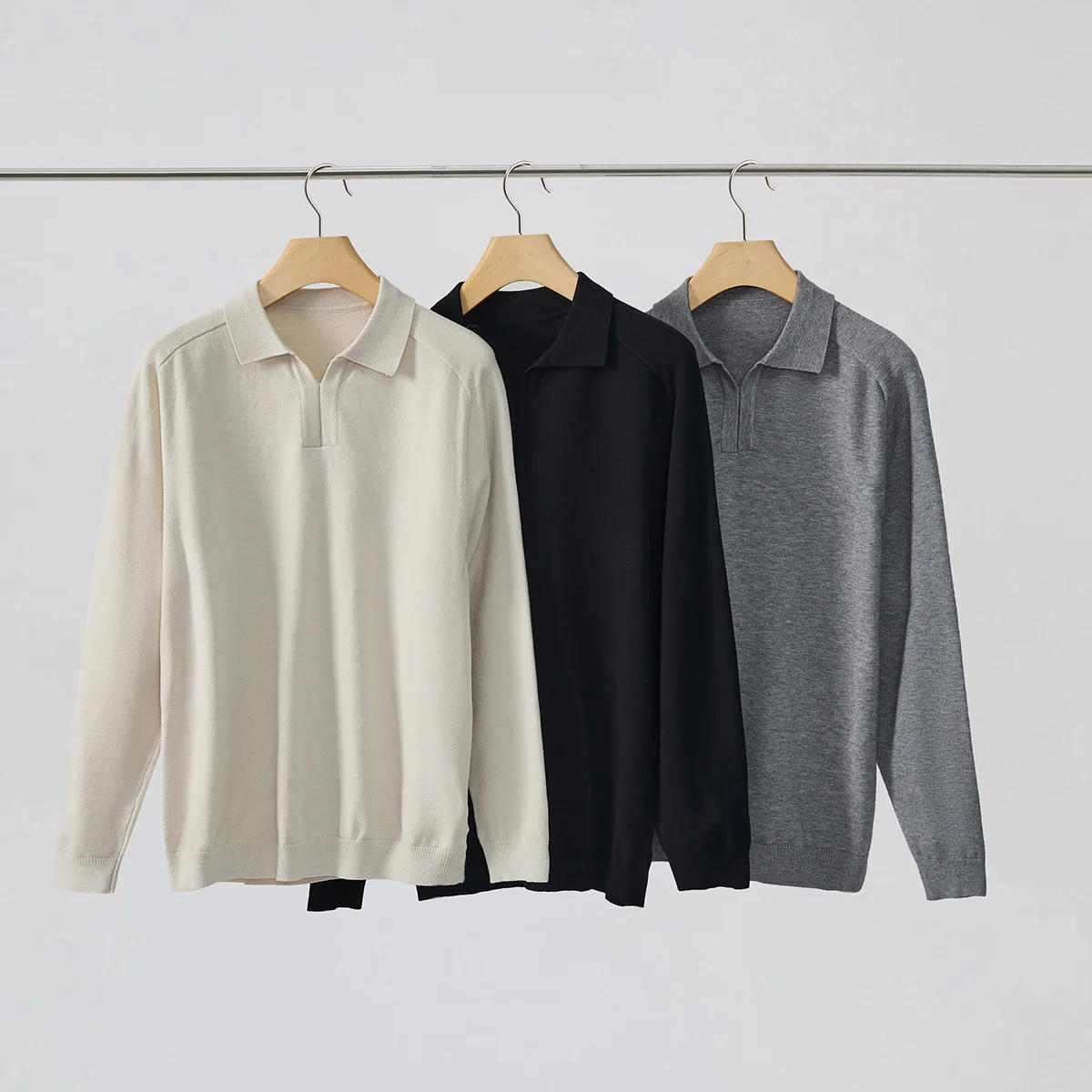 

Мужской вязаный свитер с длинным рукавом, воротником и вставками на плечах, универсальный, осенне-зимний, модный, повседневный, из смесового полиэстера