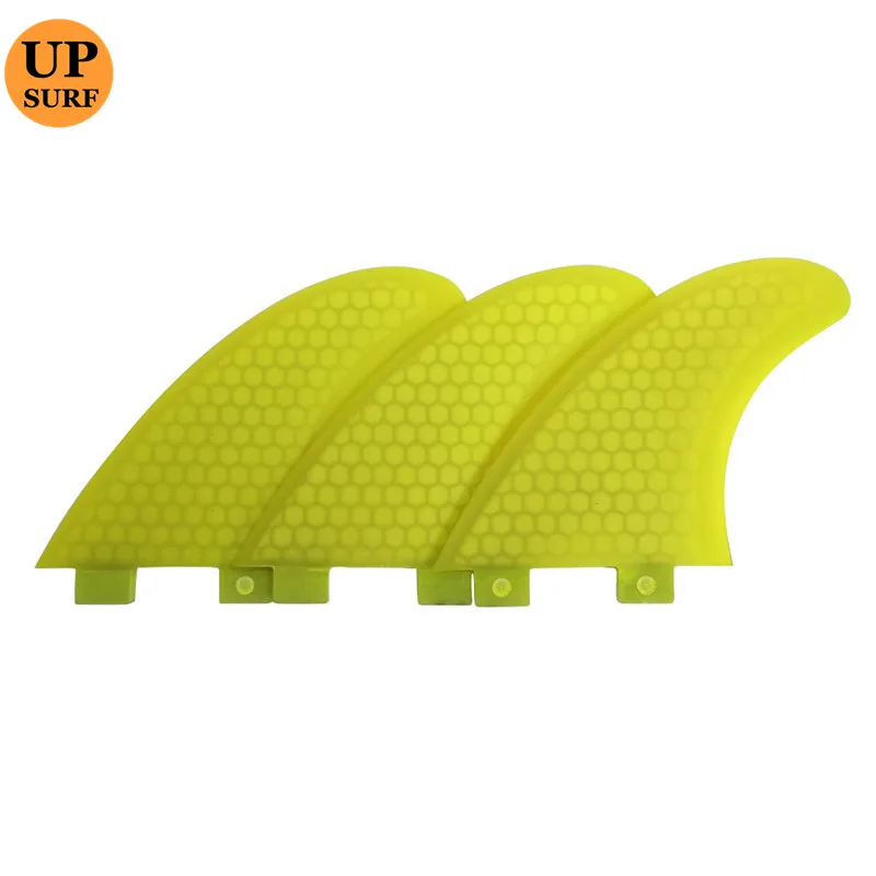 UPSURF FCS Fin G5 Yellow Color Surfboard Fin 3pcs per set Fiberglass Honeycomb Double Tabs Good Quliaty Surf Fin