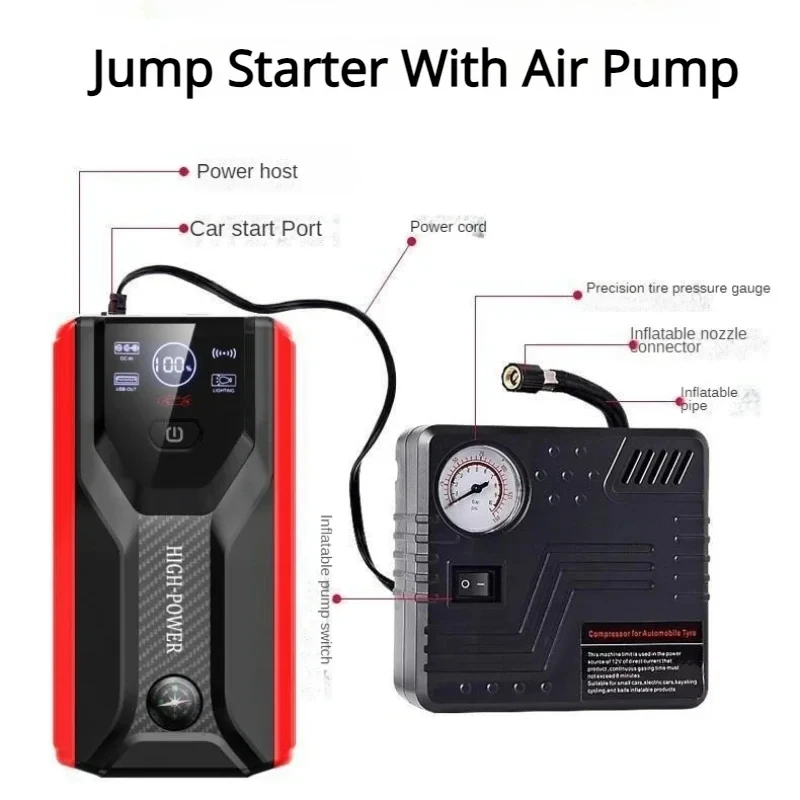 12v Car Jump Starter 28000mAh Automotive Battery Charger Portable Power Bank Booster for Car Starting Air Compressor for Tires