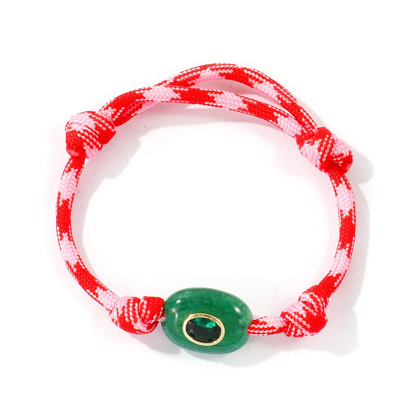 1 Stück handgefertigtes geflochtenes Seilarmband aus Polyesterkordel mit ovalen Natursteinperlen, Zirkon und Messinganhänger, gewebtes Armband für Frauen und Männer, Geschenk. – Detail 8