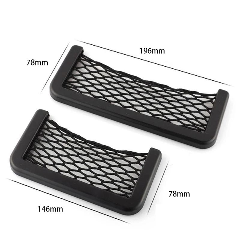 JSNY 2Pcs Car Organizer Storage Bag Auto Paste Net Pocket Phone Holder Car Accessories 20*8CM 8*15CM Universal