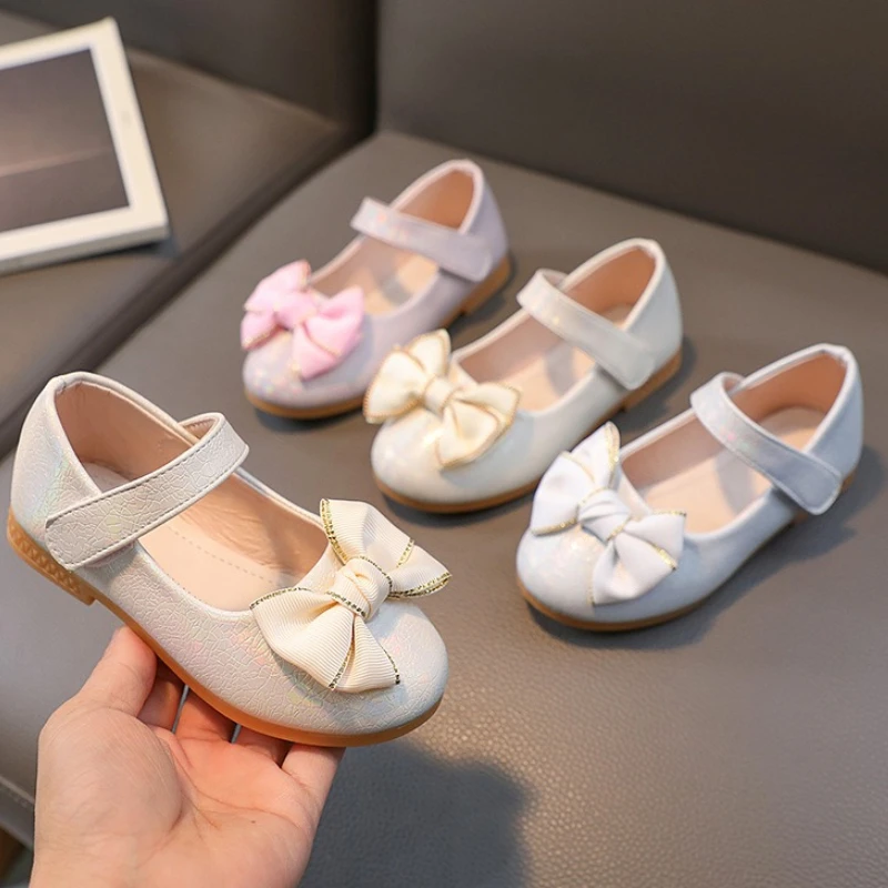 

Child Princess Bow Shoe2026Spring New Korean Edition GirlSoft SoledShoeFashion Girl Anti Slip LoafersShoeParty Dress LeatherShoe