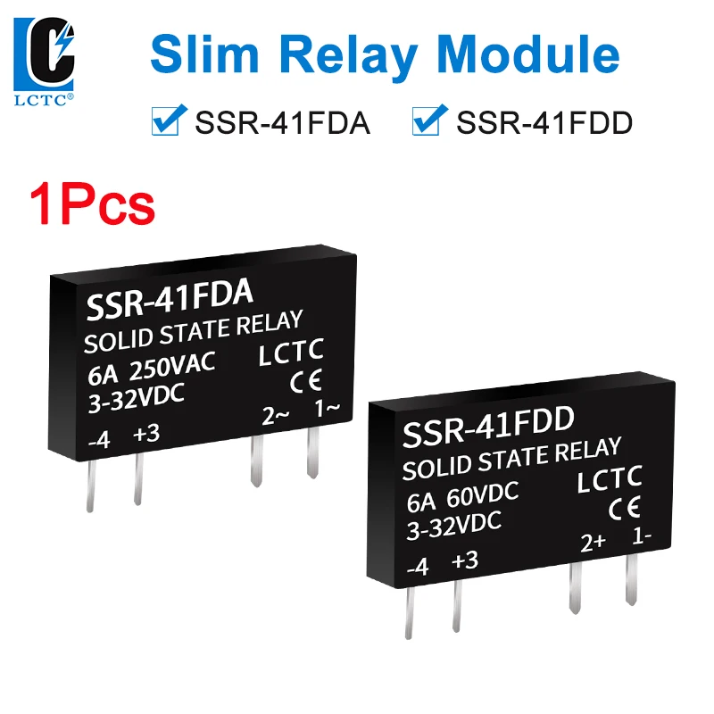 Relais à semi-conducteurs SSR, Module de relais mince DC à DC 3-32VDC 6A, Mini relais sans contact sur Rail DIN SSR-41FDD