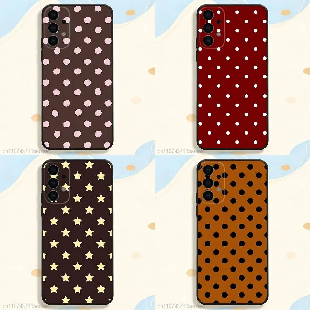 

INS Brown Red Polka Dots Phone Case for Samsung S series s21 s22 s23 s24 s25 S26 FE Plus Ultra TPU Soft to Skin-friendly case
