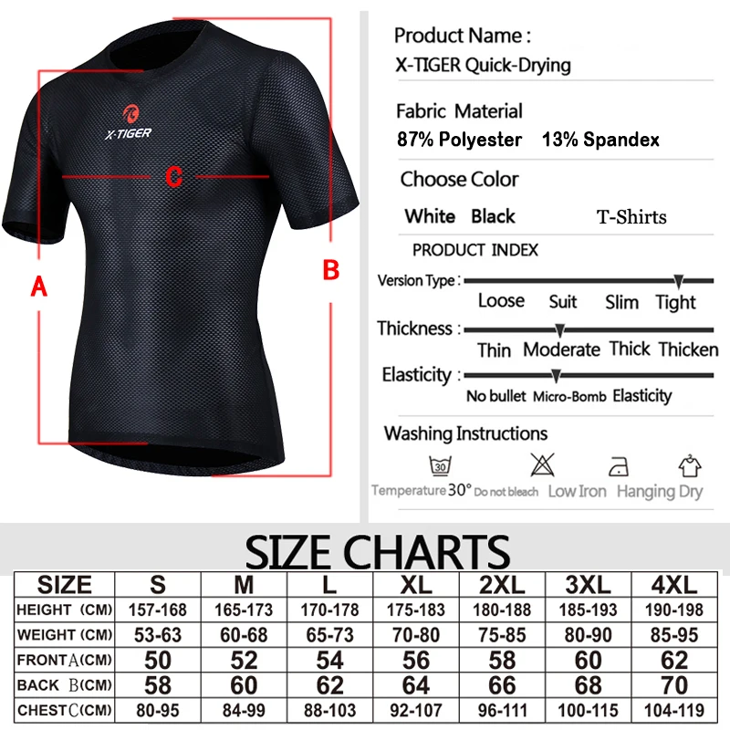 X-Tiger Pro Cycling Base Layers Bike Clothings Quick Dry Cool Mesh Bicycle Short Sleeve Shirt Summer Breathbale Underwear Jersey