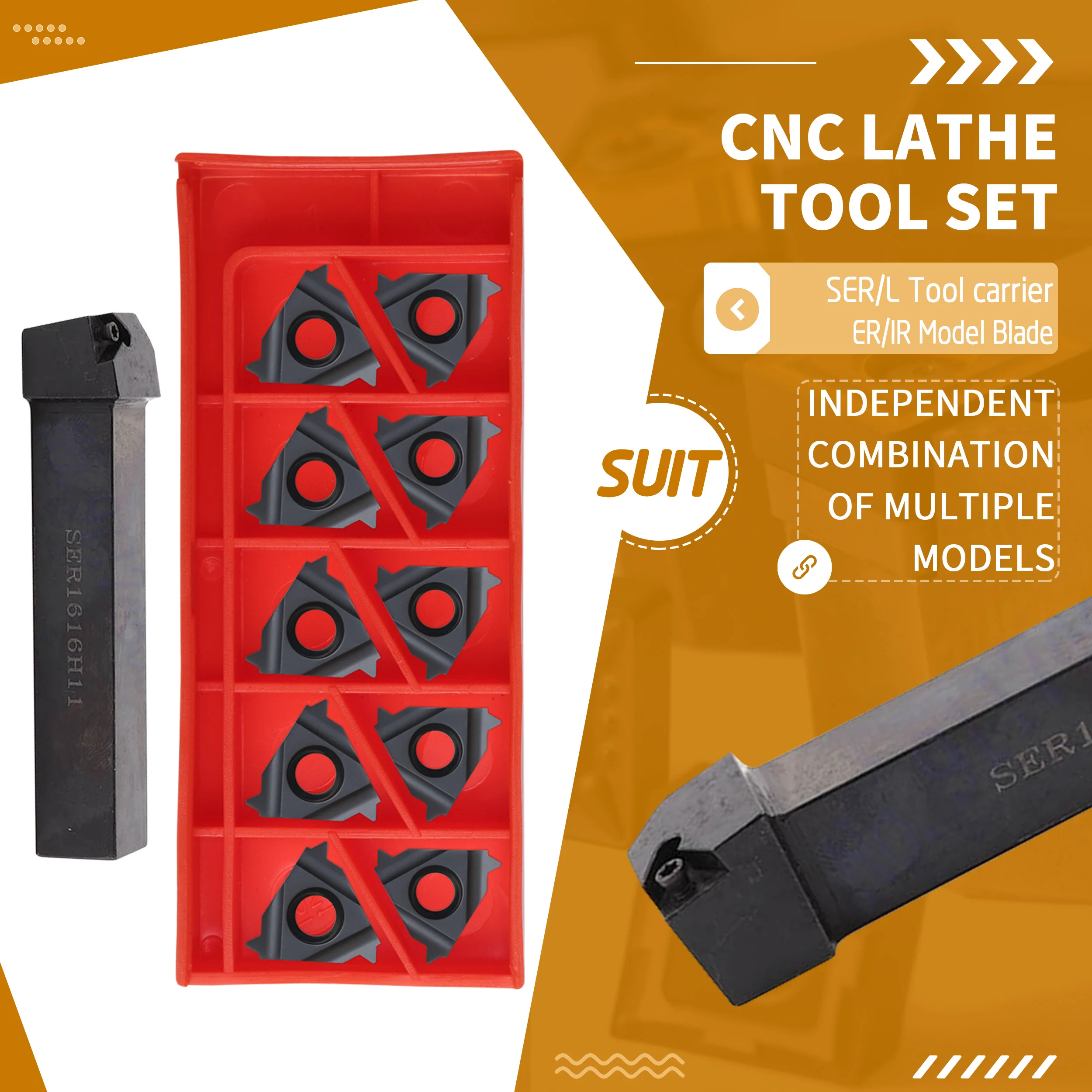 SER 1616H16 SEL 1616H16 External Thread Turning Tool Holder 16ER 8W LDA 16ER 20W LDC 16ER 14W BMC 16ER 18W BMA Carbide Inserts