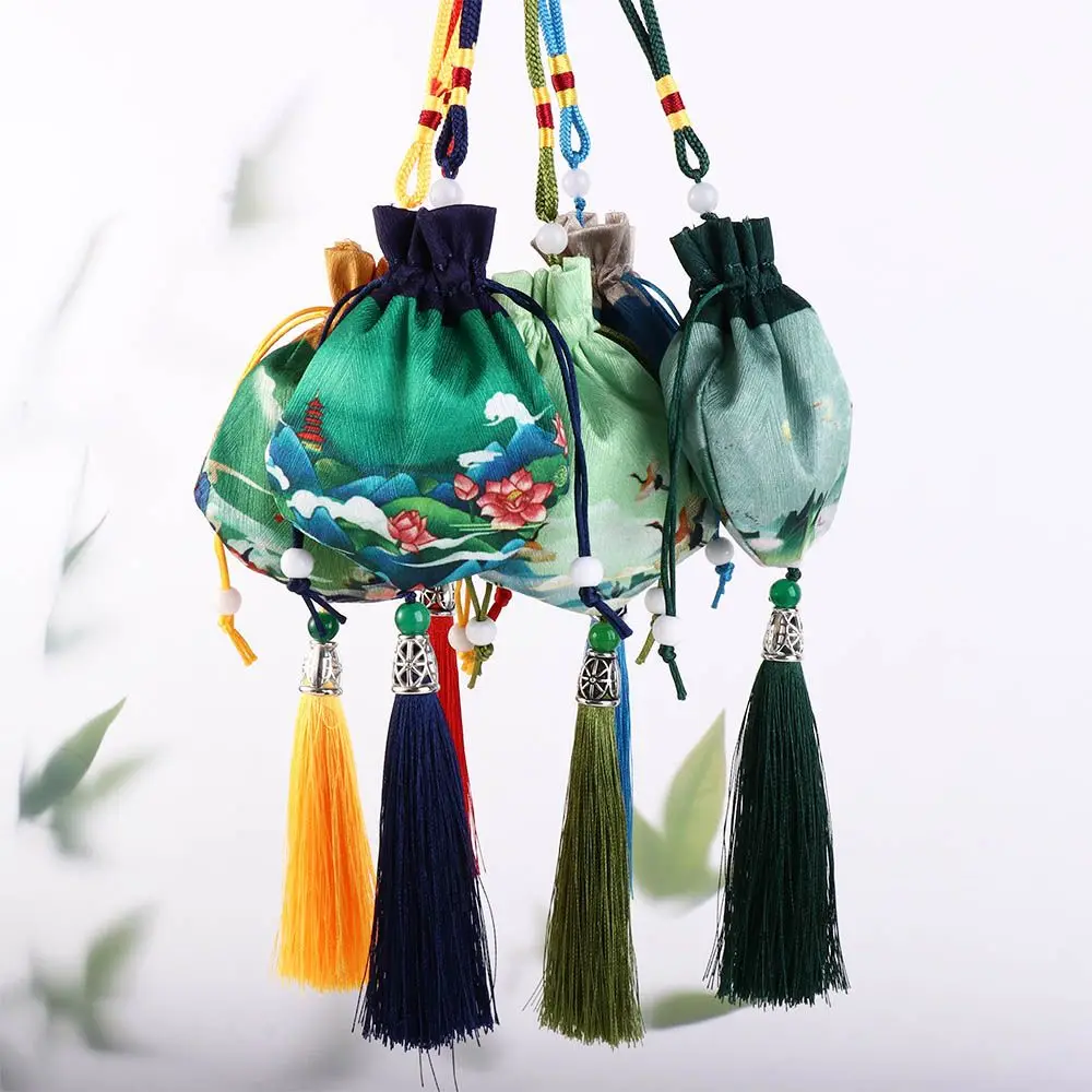 Chinese Style Women Sachet Fashion Round Bottom Empty Bag Cloth Car Hanging Decoration Jewelry Pouch Jewelry Storage Bags