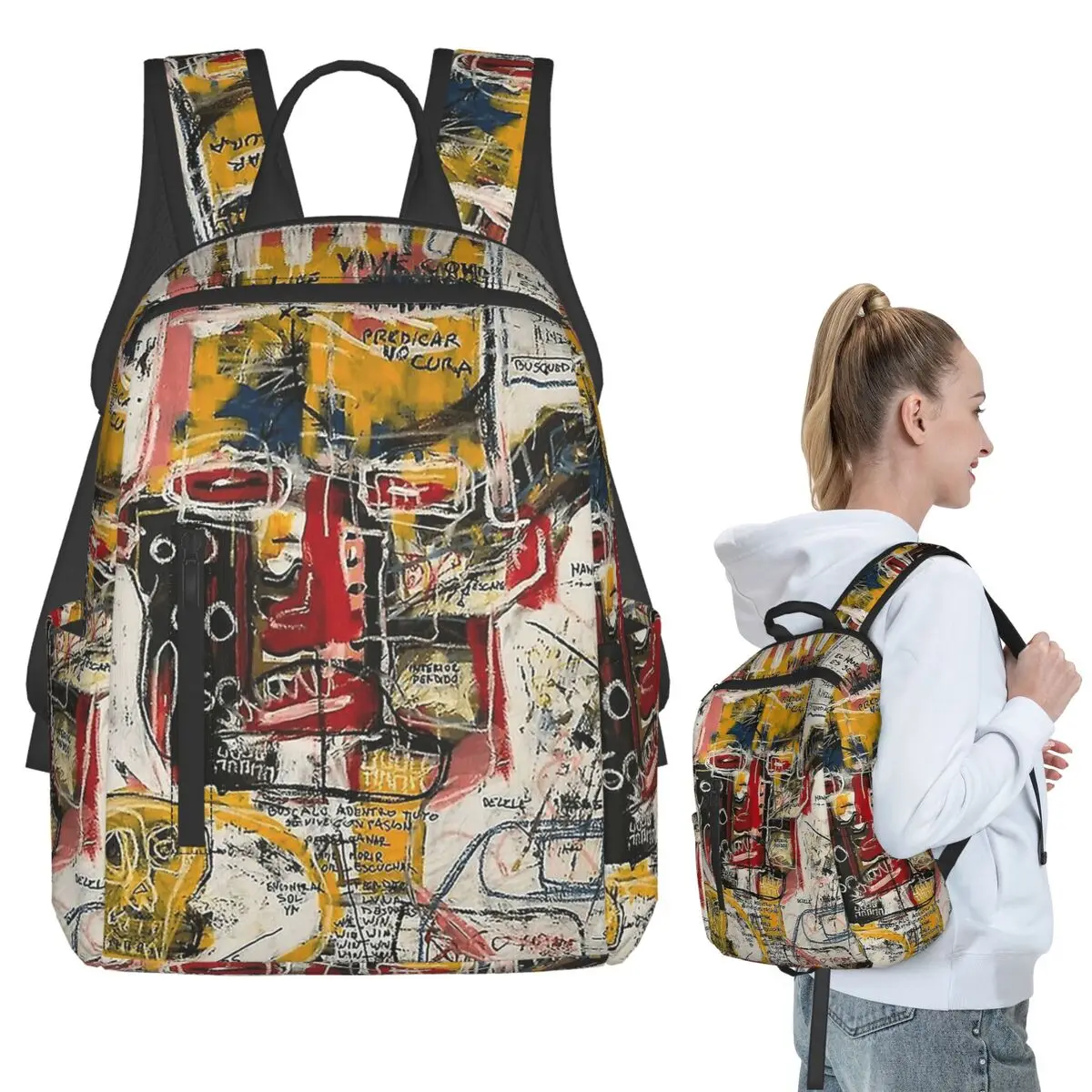 

Random Face Backpack Student BookBag Children School Bag Computer Shoulder Bags Men Women