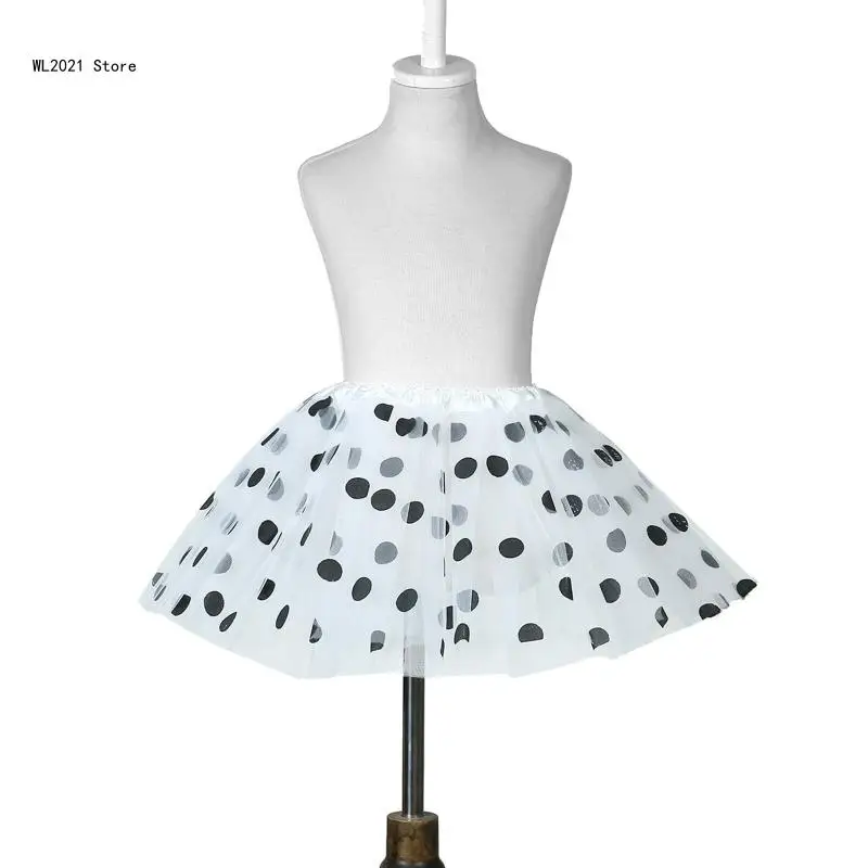 Womens Adult 80s Short Tutu Skirt Vintage Polka Dot Tulle 3 Layers Mesh Mini Petticoat Dress Up Halloween Costume