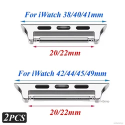 Watchband Connector for Apple Watch 45mm 44mm 42mm 38mm Metal Adapter for IWatch Ultra Series 9 8 7 6 5 22mm Width Straps