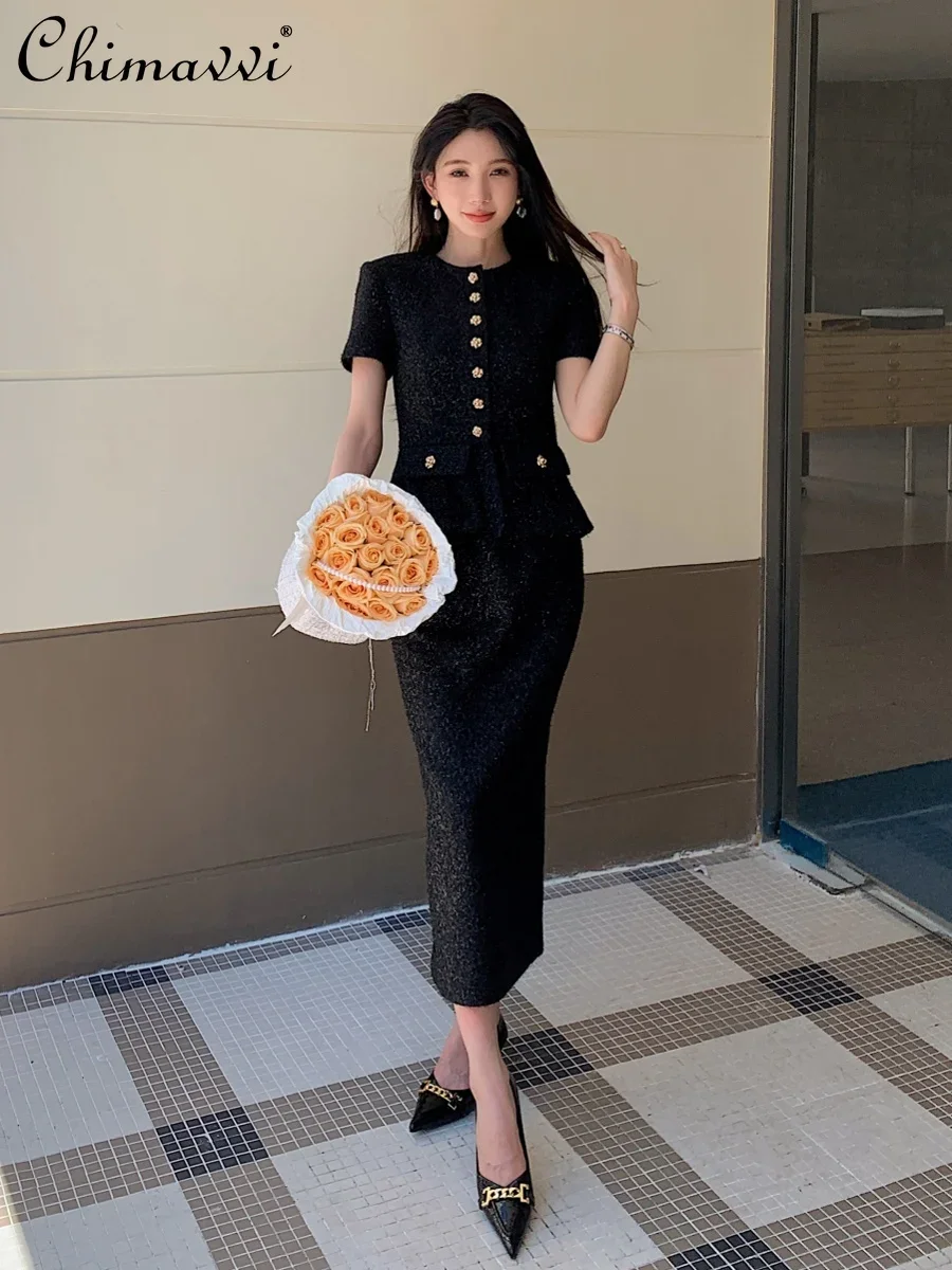 2024 Autumn High-end Luxury Black Bright Silk Fake Two-piece Dress Women Long-sleeved Hepburn Style Elegant Party Slim Dresses