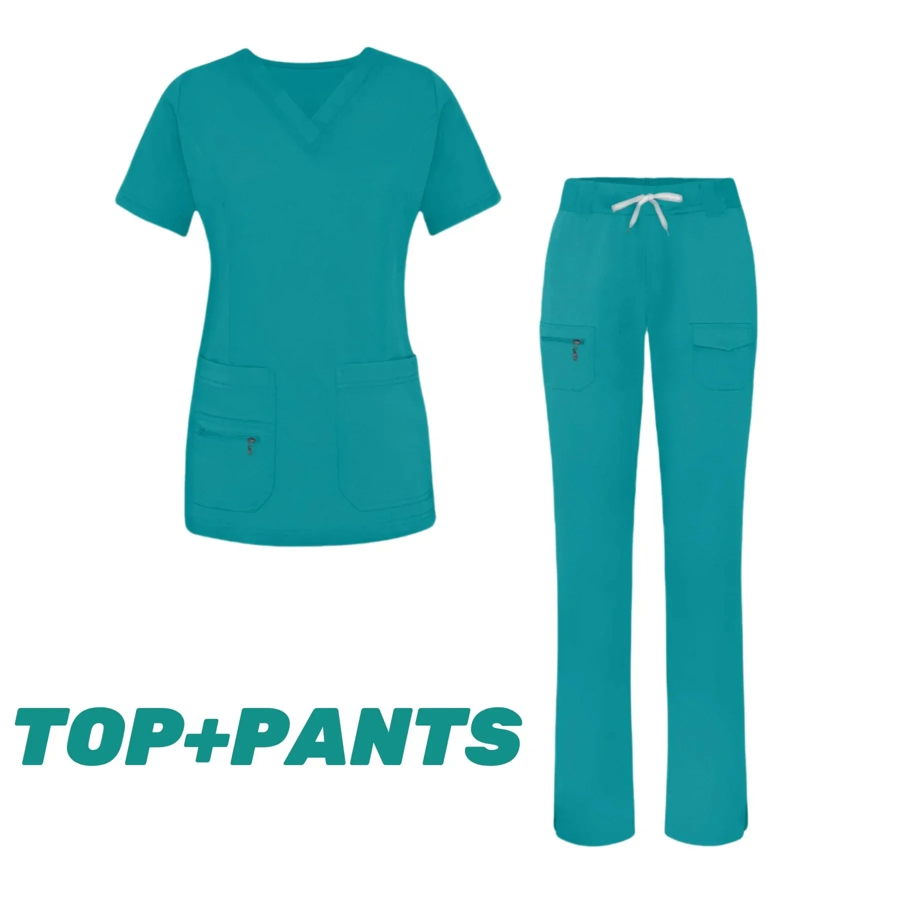 Conjunto de esfoliante de enfermagem lavável de elastano para mulheres uniformes de enfermagem anti-rugas tecido premium macio poliéster rayon