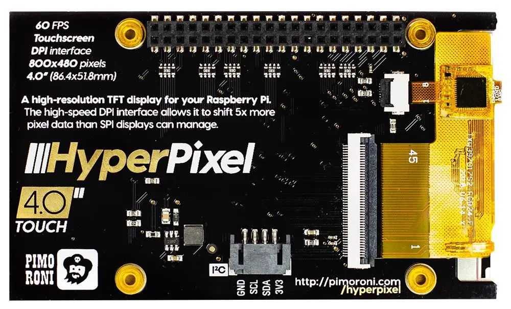 Imagem -03 - Ecrã Pim369 Alta Resolução Hyperpixel 4.0 Ecrã Táctil Raspberry pi