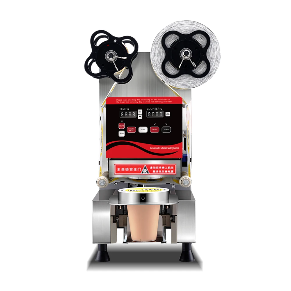 Paper Plastic Cup Sealing Machine Cup Sealer Machine Automatic Stainless Steel 95 90 Caliber Bubble Tea Cup Sealing