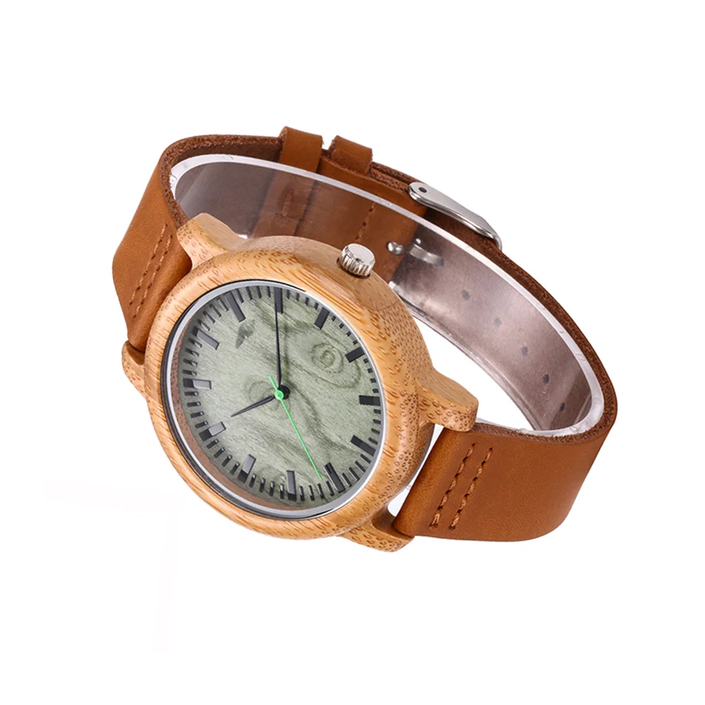 

Wood Watch for Men Mens Handmade Wristwatch Bamboo Quartz Movement Watches Digital