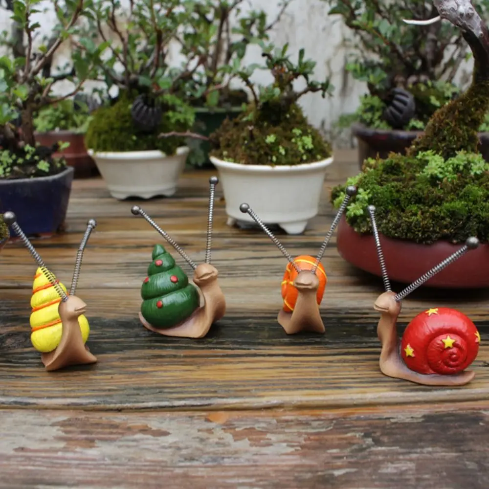 

4PCS Gift Outdoor Mini Snail Sculpture Cute Resin Bonsai Decoration Micro Landscape Garden Ornaments