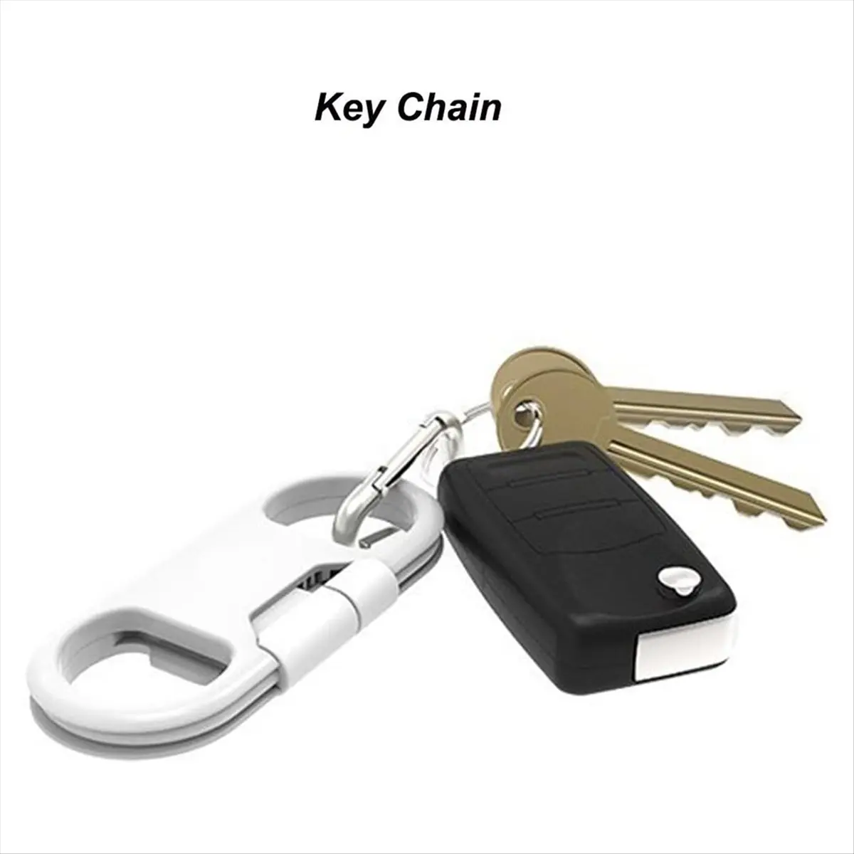 AB06 Charge Cable+Keychain+Aluminum CarabinerPortable Multifunction Keychain USB Charging Cord Short Cable