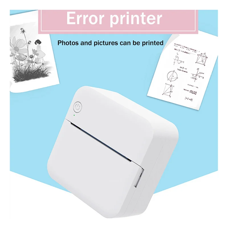 Mini Pocket Printer Memo Account Photo Printers Portable Bluetooth Thermal Label Printer Small Home Printer White