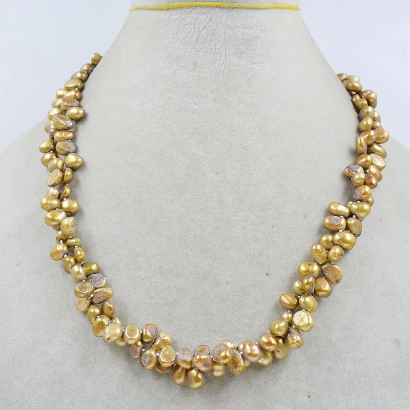 

2 strands of 7MM natural Baroque freshwater cultured pearl necklace 50CM