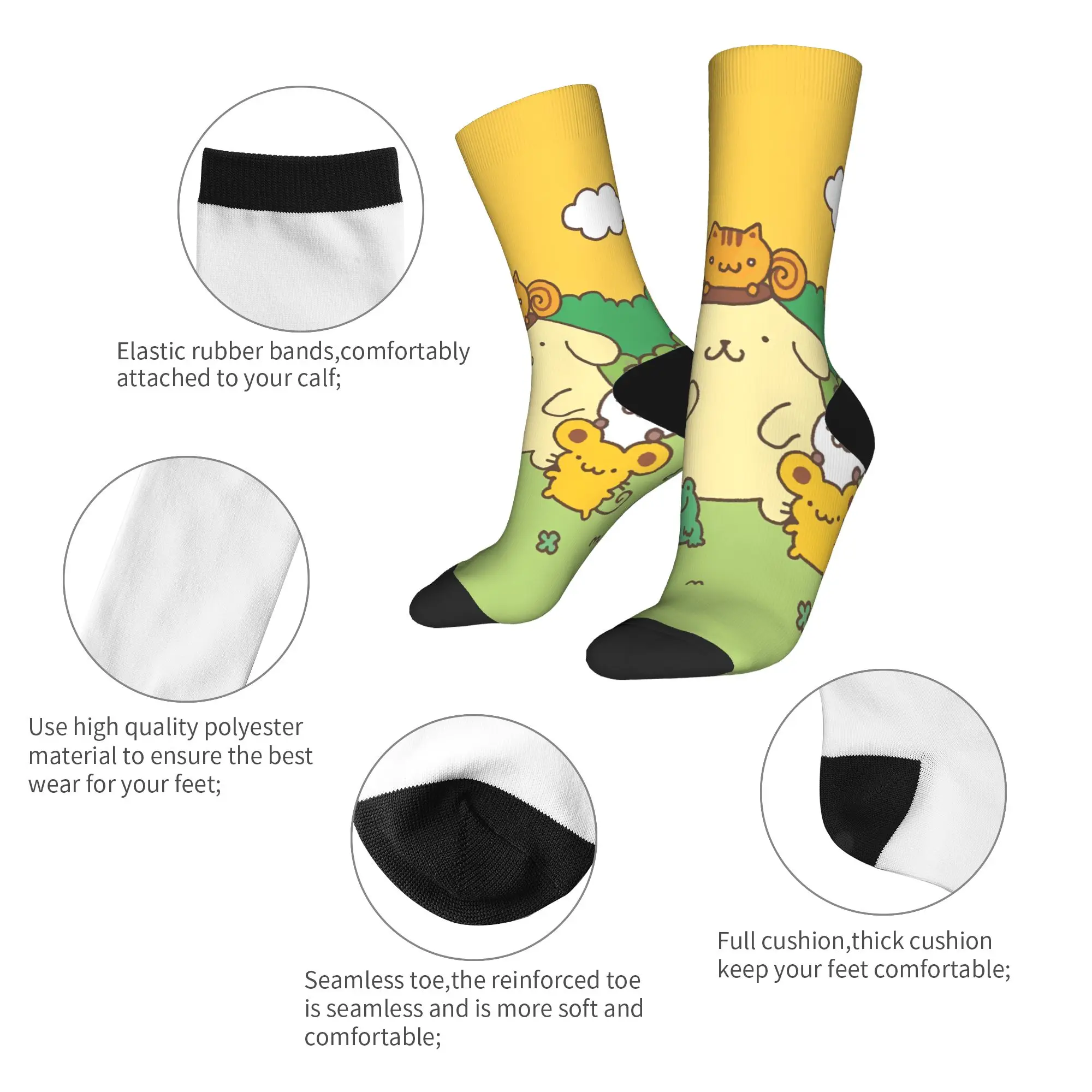 Calzini Poms Poms Purins Calze antiscivolo Coppia Calzini da esterno di alta qualità Calzini grafici eleganti autunnali