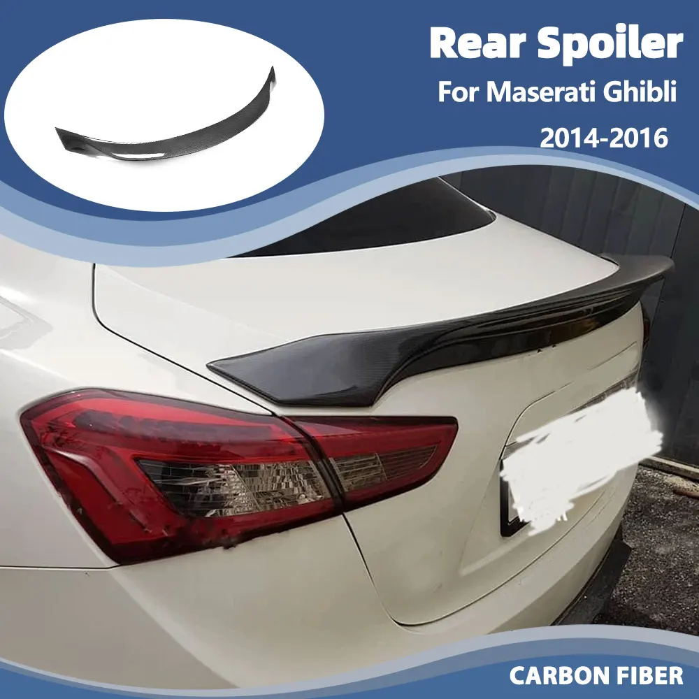 

Carbon Fiber Car Rear Trunk Spoiler for Maserati Ghibli Sedan 2014-2016 Rear Spoiler Tail Boot Lid Wing Lip FRP Black