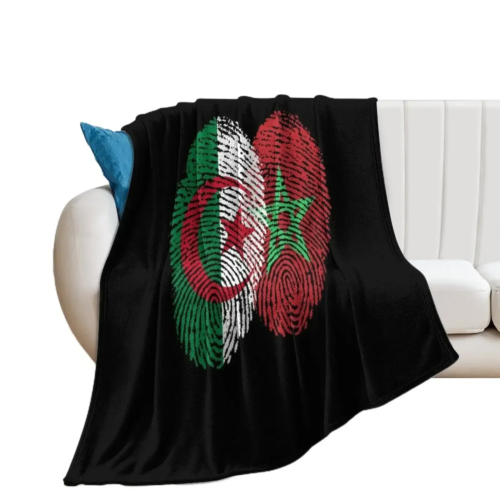 AlgeriaMorocco Flags Fingerprint united Throw Blanket Blankets For Bed Decoratives Decorative Sofa Camping Blankets