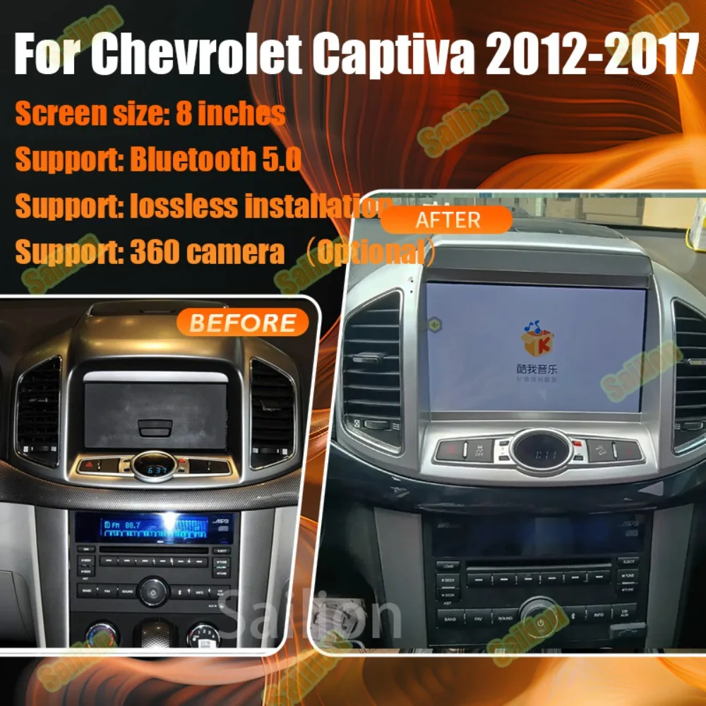 2 Din Android15 Car Radio For Chevrolet Captiva 2012-2017 Multimedia Video Player GPS Navigation BT Stereo Receiver CarPlay WiFi