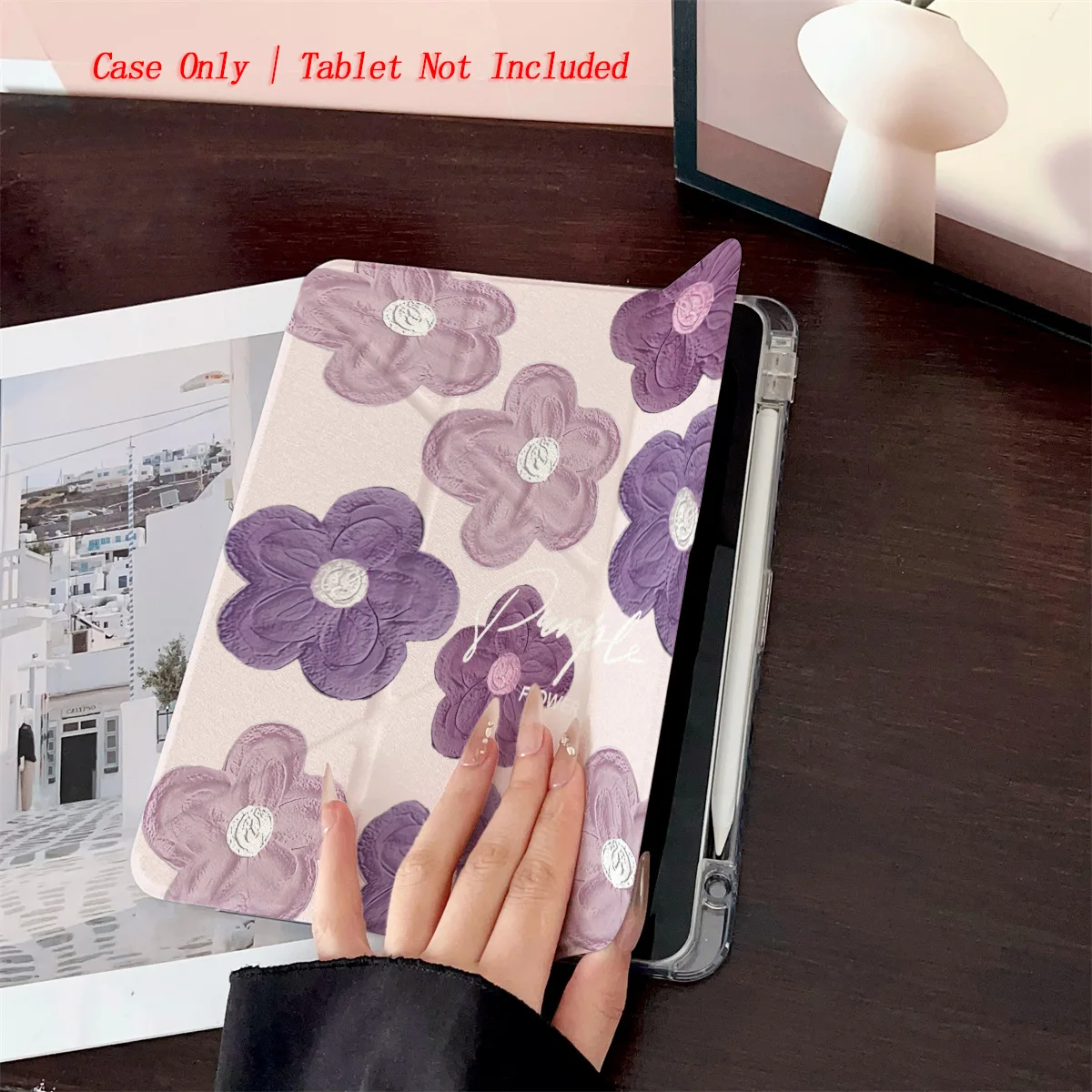 

Romantic Y-Fold Soft Purple Small Blossoms Art Print iPad Case For Apple iPad Pro 12.9 Air 3 Mini 5 9th Gen Cover
