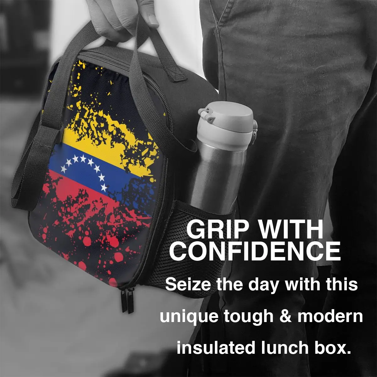 Sac à lunch personnalisé Venezuela Feel Ink Splatter pour hommes et femmes, glacière chaude, boîte à lunch isolée pour enfants, écoliers