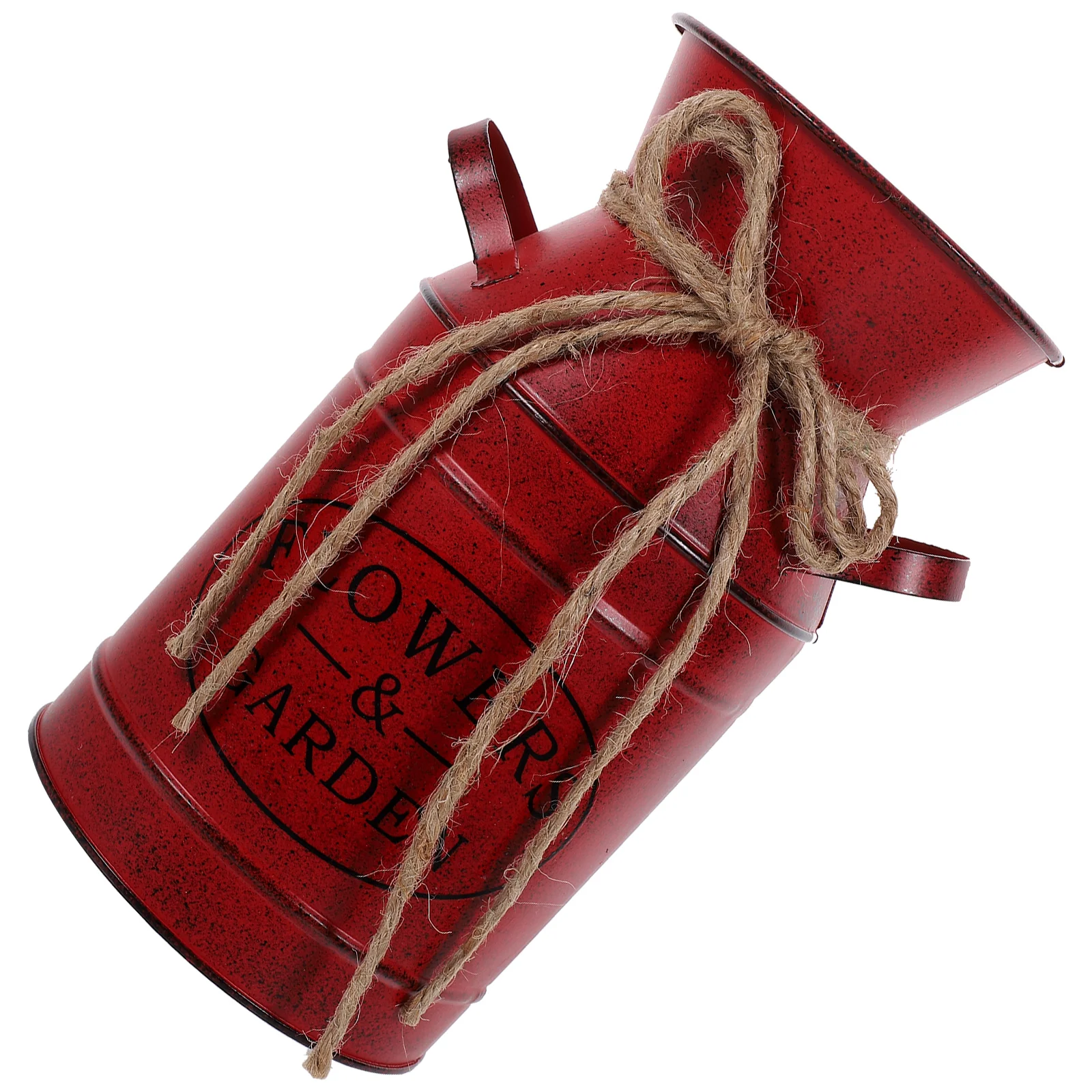 

Retro Milk Jug Vase Iron Flower Planter Decorative Bucket Metal Ornaments Vintage Home Garden Office Desktop Red Urn