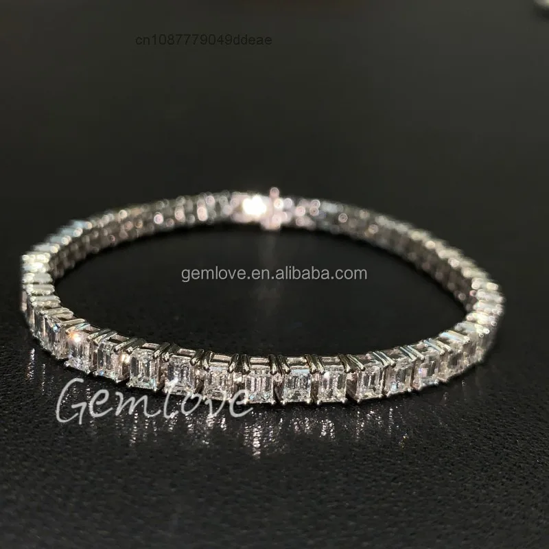 

Mens Lab Diamond Cuban Link Bracelet 18K Gold Black/Blue/Green Diamond Hiphop Chain Elastic Stretch Luxury Jewelry for Men