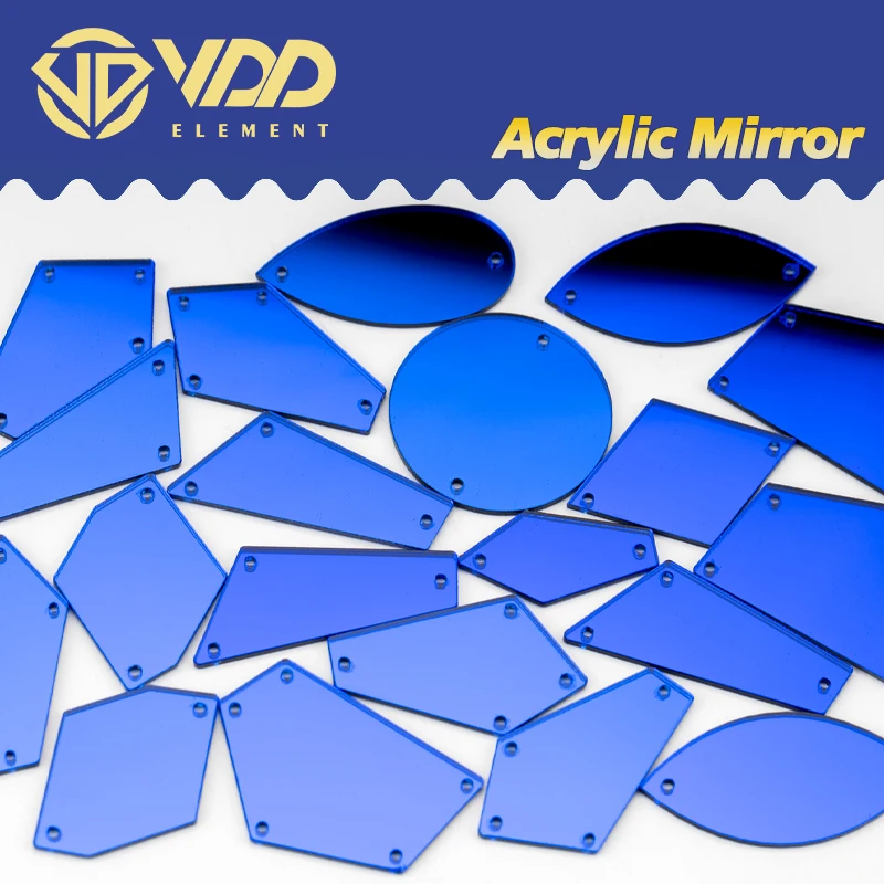 VDD 30/60Pcs Mix Size Acrylic Mirror Sewing Rhinestones Sew On DIY Crafts Flat Back Sewn Stones For Garment Dress Decorations