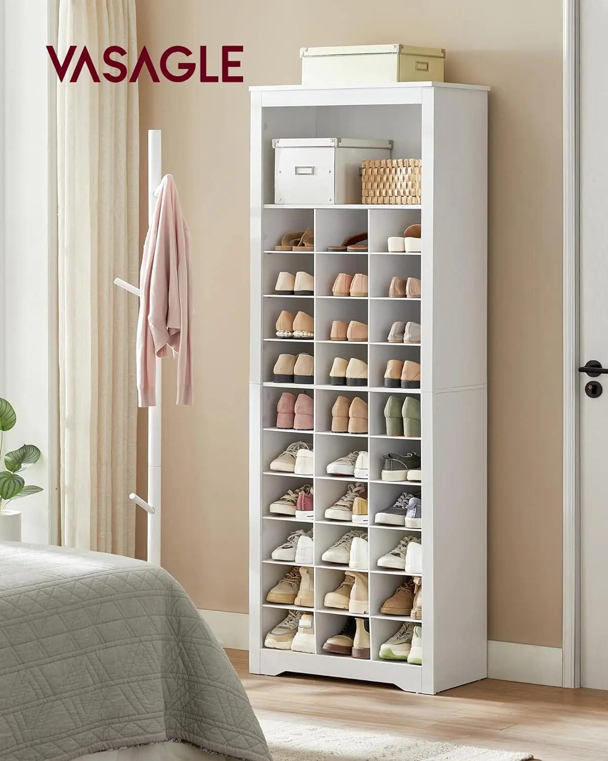 Shoe Storage Cabinet, 10 Tier Shoe Rack Organizer, Holds Up to 30 Pairs of Shoes, for Entryway Bedroom, 12.6 x 24.8 x 73 Inches