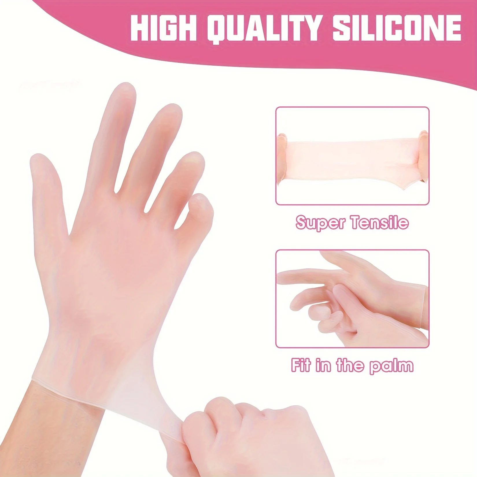 Moisturizing Gloves, Gel Spa Hydrating Gloves, Soft Silicone Gloves, Lotion Gloves(Apricot Or Pink)