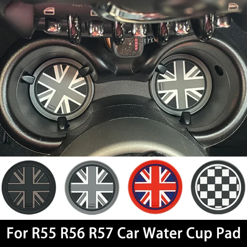 Grey Union Jack Car Cup Pad Groove Coaster Auto Non-slip Mat Pad For Mini One Cooper S JCW R55 R56 R57 Auto Styling Accessories