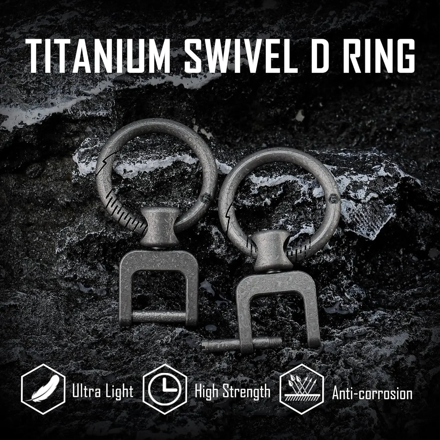 KeyUnity Titanium Side Pushing Key Ring, Quick Release Minimalist Split Keychain Ring for Carabiner