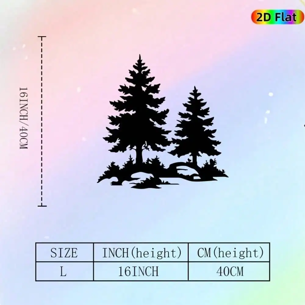 CIFbuy 2D Flat Natural Pine Tree Metal Wall Art Weather Resistant Sculpture For Patio Garden Fence Nature Decor Lovers Gift