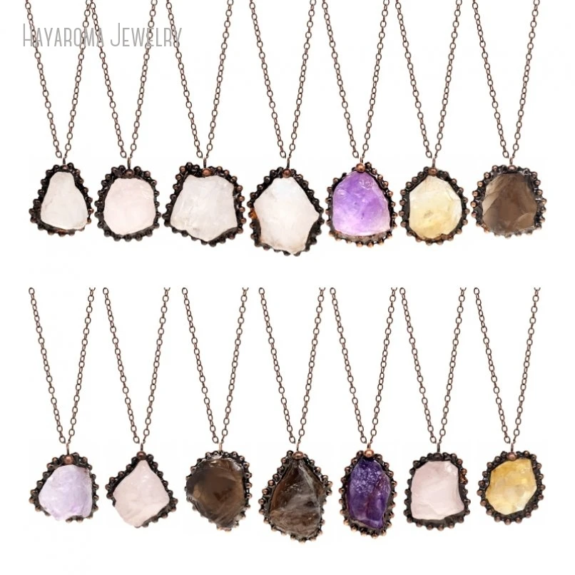 12Pcs Chain Geometric Free Form Nugget Antique Bronze Color Raw Ore Jewelry Handmade Vintage Necklace NM45896