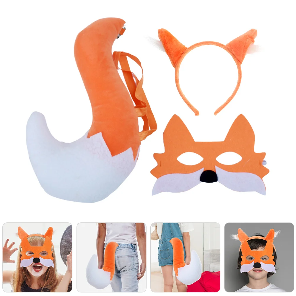 

1 комплект, комплект для косплея с лисой, повязка на голову, маска, костюм животного, комплект для вечеринки, маскарада, фестиваля, реквизит, костюм лисы для косплея, декоративная маска