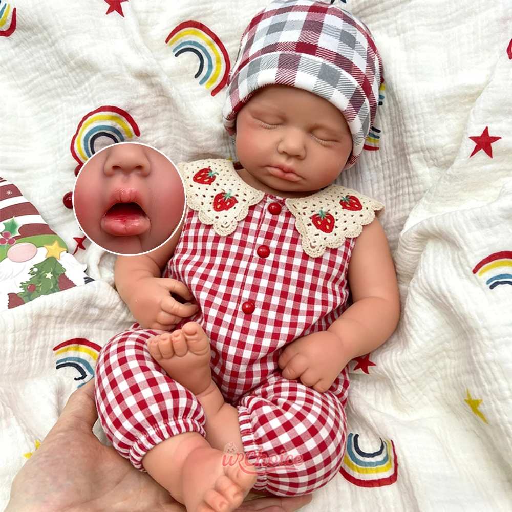 

Handmade Waterproof 20" Silicone Baby Girl/Boy Loulou 3D Skin Reborn Doll Soft Lifelike Weighted Open Mouth Doll Anti-Stress Toy