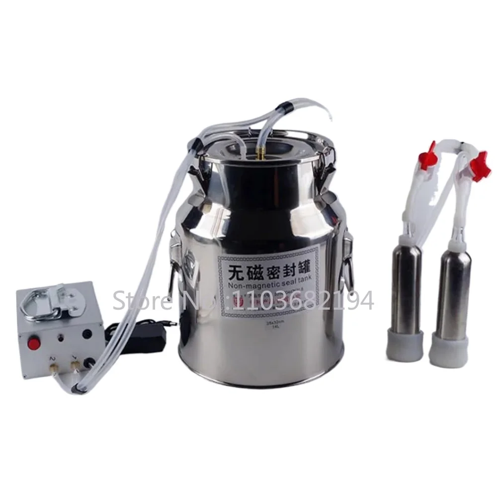 14L Electric Milker Stainless Steel Bucket for Farm Pasture Cow Goat Sheep Milking Device