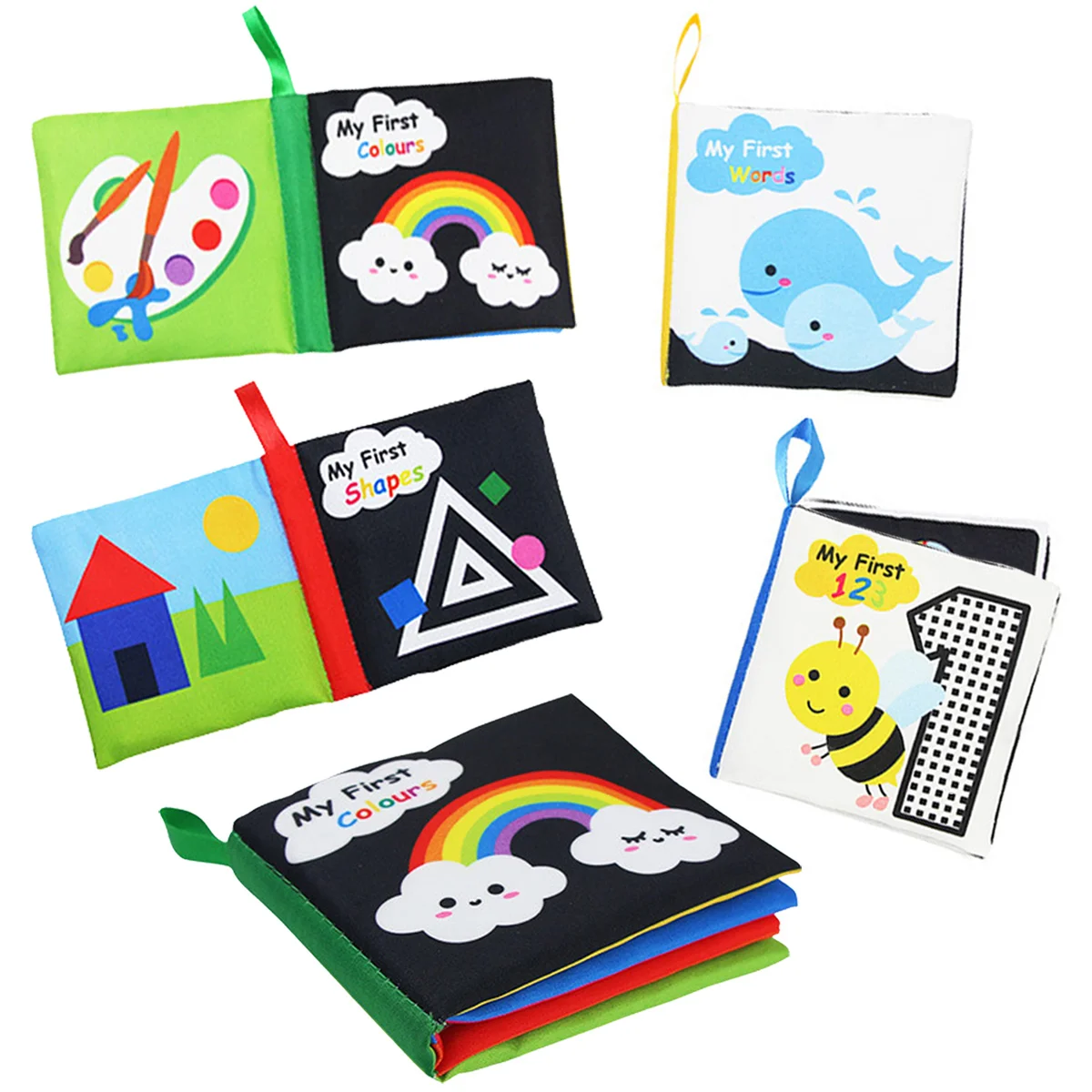 Libro in Stoffa per Neonati, Temi Insetti, Arcobaleno, Numeri, Grafica, Giocattolo Tattile, Giocattolo Educativo Precoce