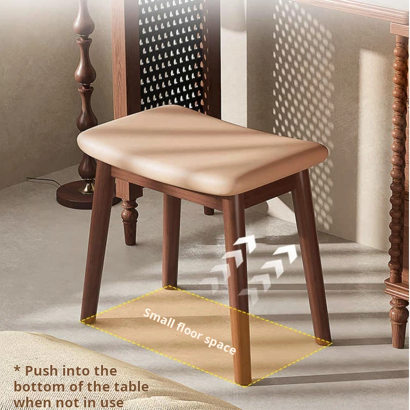 Dressing stool Solid wood low stool home sofa footstool Light luxury saddle stool  Shoe bench bedroom makeup chair furniture