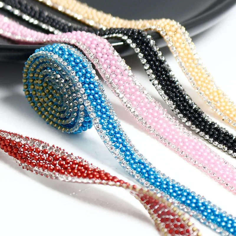 180 Cm Strass Parel Ketting Hot Fix Naaien Trimmen Diy Ambachtelijke Tape Applicator Lint Artesan Naaien Kleding Accessoires Breedte 1cm